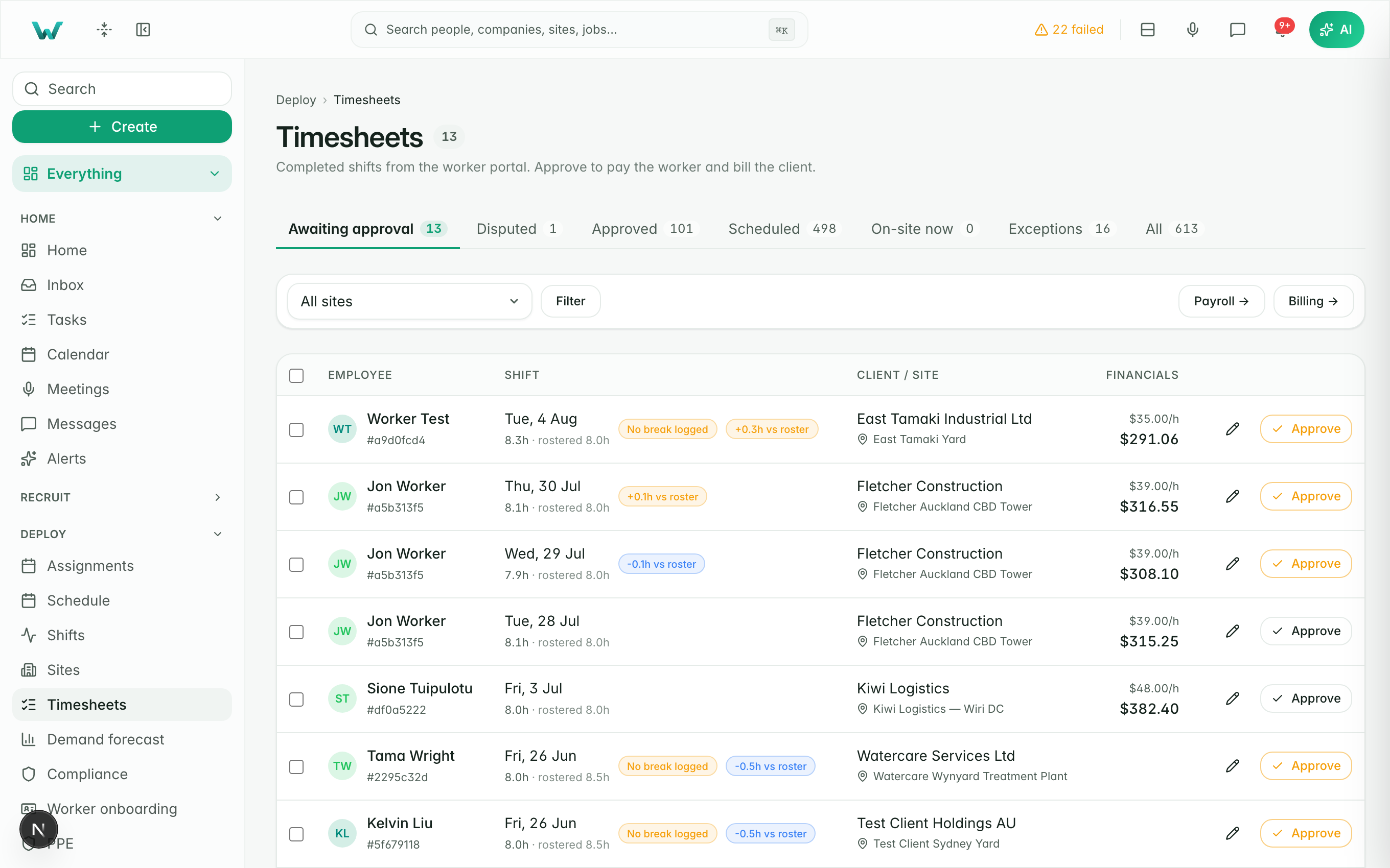 Workhr timesheets